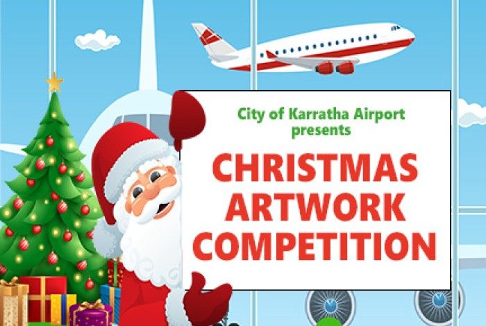 Christmas Artwork competition with santa and an aeroplane in the background