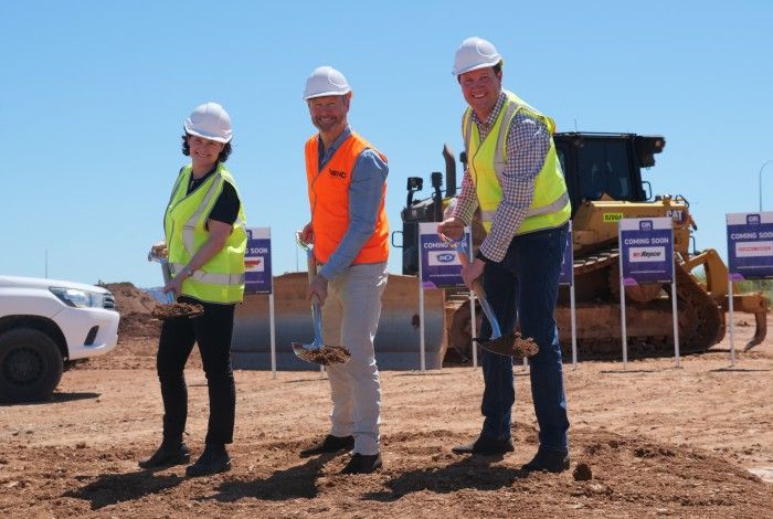 City of Karratha CEO and Mayor at the Bunnings site sod turning