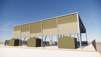 Render image of Wickham Recreation Precinct Court with shade