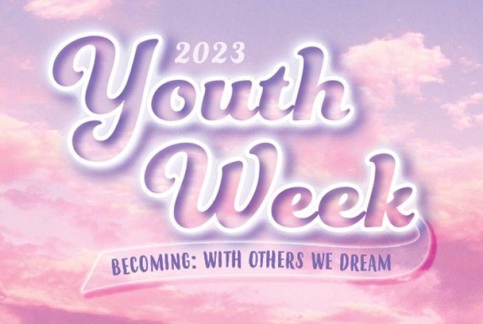 Youth Week cloud background with calming pink/purple tones