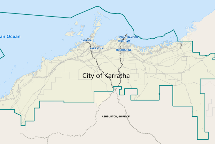 Map of the District of the City of Karratha