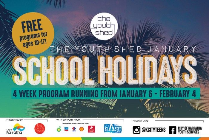 January school holidays at the youth shed with a palm background