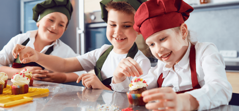 kids making cupcakes